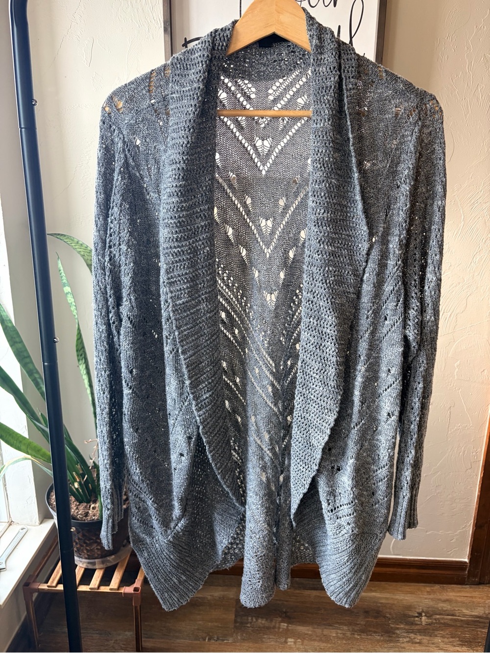torrid Charcoal Open-Front Laceback Knit Library Cardigan Size 2